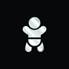 Baby silver plated metallic icon