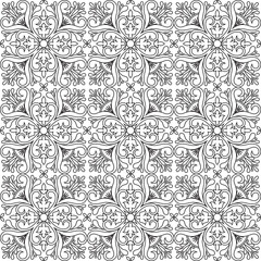 Seamless tiles background. Black and white mosaic background in dutch, portuguese, spanish, italian style.