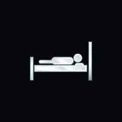 Bed With A Person Lying On It silver plated metallic icon