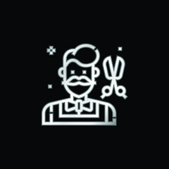 Barber silver plated metallic icon