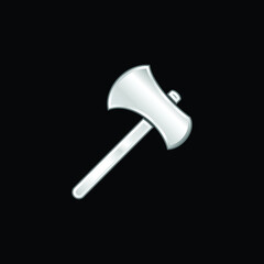 Axe Tool Outline silver plated metallic icon