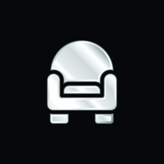 Armchair silver plated metallic icon
