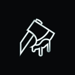 Axe Cutting An Animal silver plated metallic icon