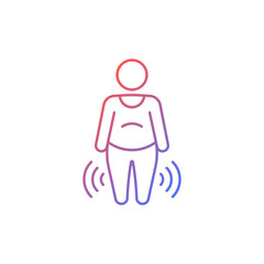 Risk factor linked to obesity gradient linear vector icon. Increasing risk of osteoarthritis. Joint degeneration. Thin line color symbol. Modern style pictogram. Vector isolated outline drawing