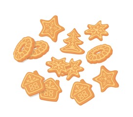 Ginger cookies. Christmas, new year. Isolated vector colorful element on a white background. 