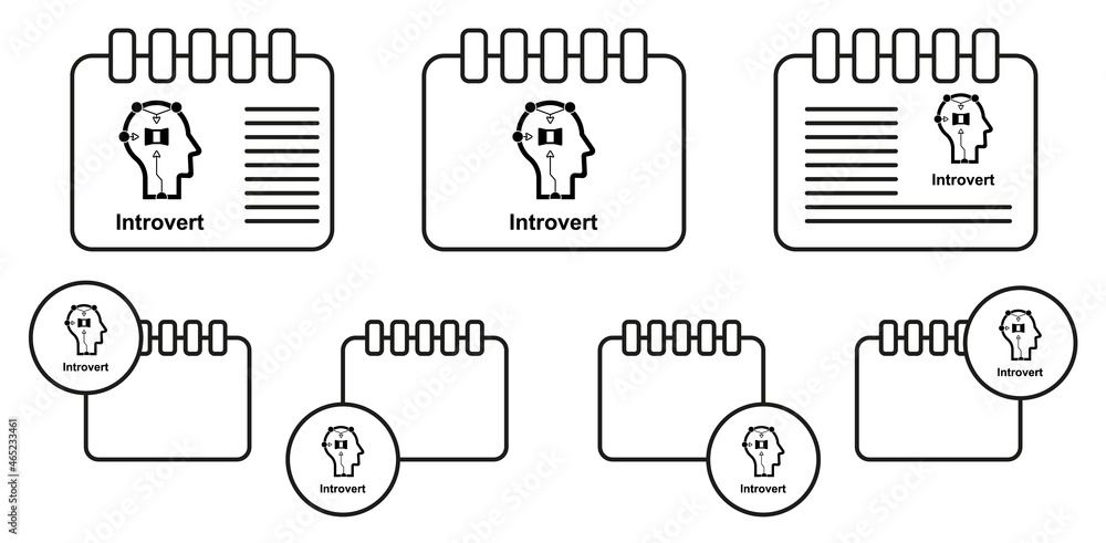 Poster human mind, introvert vector icon in calender set illustration for ui and ux, website or mobile appl