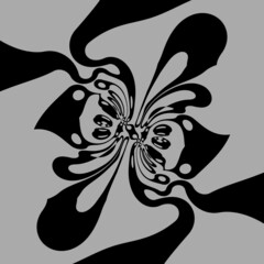 black cyclone type pattern on a neutral mid-grey coloured background