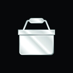 Basket silver plated metallic icon