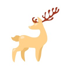Christmas decorations. A deer toy. Vector colorful element on a white background. 