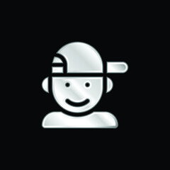 Boy silver plated metallic icon