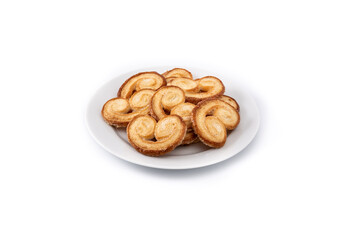 Palmier puff pastry isolated on white background	