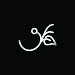 Branch With A Leaf And A Seed silver plated metallic icon