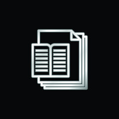Book silver plated metallic icon