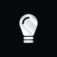 Black Lightbulb silver plated metallic icon