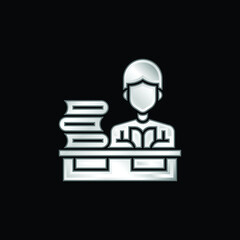 Books silver plated metallic icon