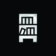 Bookcase silver plated metallic icon