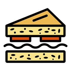 Fast food sandwich icon. Outline fast food sandwich vector icon color flat isolated