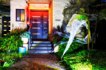 Halloween dark wide house