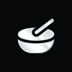 Bowl silver plated metallic icon