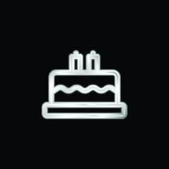 Birthday Cake silver plated metallic icon