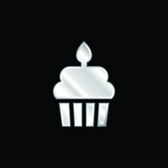 Birthday Cake silver plated metallic icon