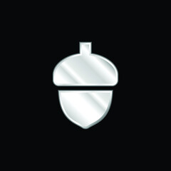 Acorn silver plated metallic icon