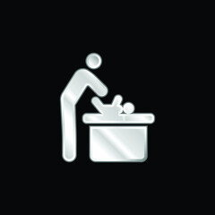Baby Changing silver plated metallic icon