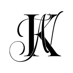 kn, nk, monogram logo. Calligraphic signature icon. Wedding Logo Monogram. modern monogram symbol. Couples logo for wedding
