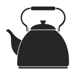 Obraz premium Kettle vector black icon. Vector illustration teapot on white background. Isolated black illustration icon of kettle .