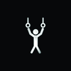 Athlete Hanging Of Rings Couple To Practice Gymnastics silver plated metallic icon