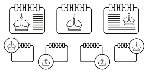 Crown vector icon in calender set illustration for ui and ux, website or mobile application