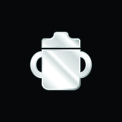 Baby Drinking Bottle With Handle On Both Sides silver plated metallic icon