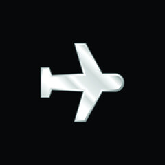 Airplane silver plated metallic icon