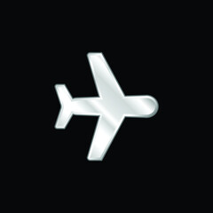 Aeroplane silver plated metallic icon