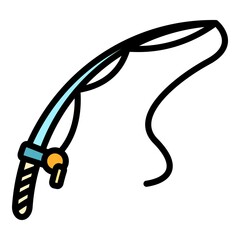 Hand fishing rod icon. Outline hand fishing rod vector icon color flat isolated