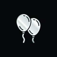 Balloons silver plated metallic icon