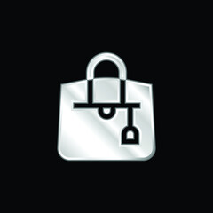 Bag silver plated metallic icon