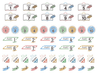 パート 見出し アイコン セット／ナチュラル・スモーキーカラー