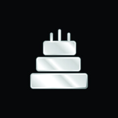 Birthday Cake Of Three Cakes silver plated metallic icon