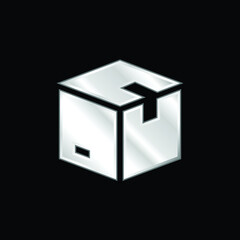 Box silver plated metallic icon