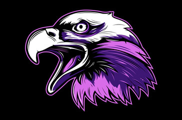 Eagle emblem isolated on white vector illustration. World symbol of freedom. Retro color logo of falcon. Eagle detailed logo.