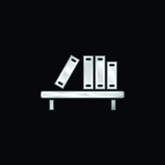 Book Shelf silver plated metallic icon