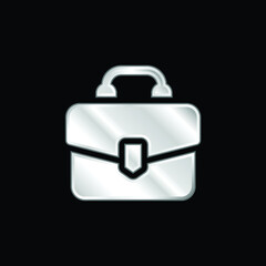 Briefcase silver plated metallic icon