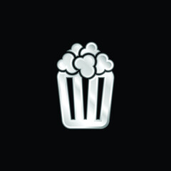 Box Of Popcorn silver plated metallic icon