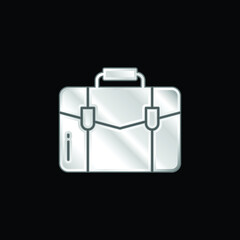 Briefcase silver plated metallic icon