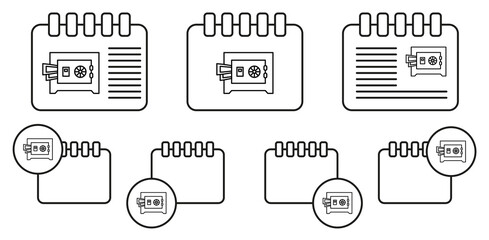 Safebox, money vector icon in calender set illustration for ui and ux, website or mobile application