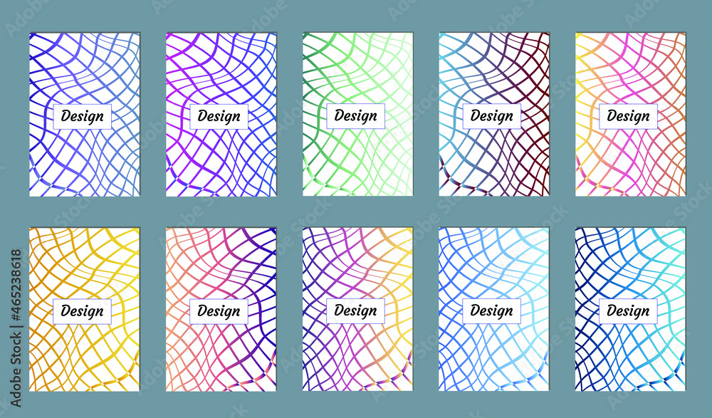 Poster set of modern abstract backgrounds with gradient linear waves. simply geometric template for design