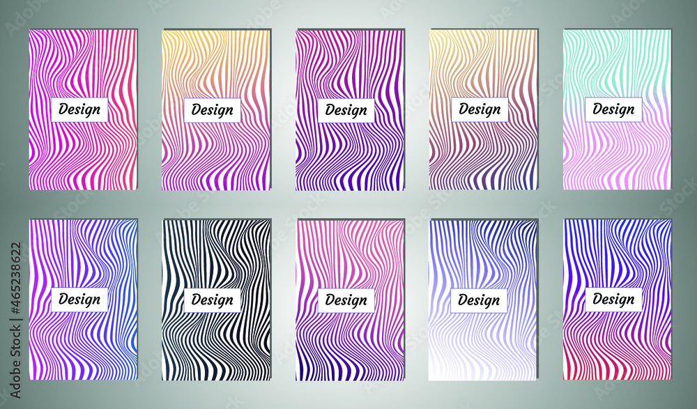 Poster set of modern abstract backgrounds with gradient linear waves. simply geometric template for design