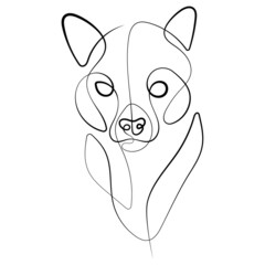 Printable young female bear line art vector illustration in continuous line drawing. Female bear face for background, tatto, logotype. 