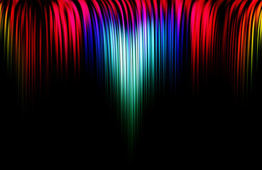 Abstract bright  blue, green and red vertical lines illustration on a black background. Modern pattern with moving background style and vertical geometric wallpaper with copy space.